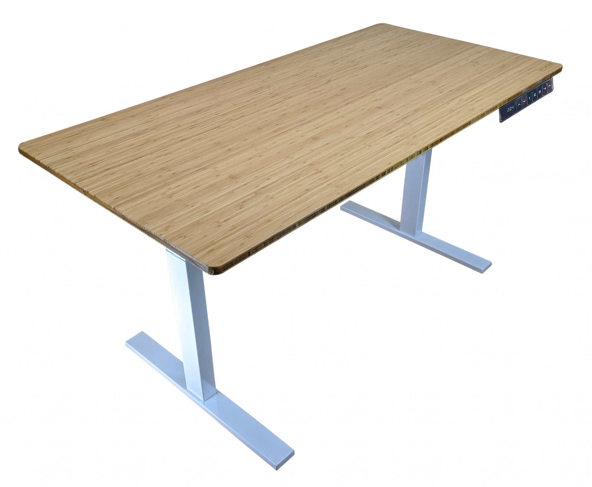30" Adjustable Brown and White Stainless Steel Computer Desk