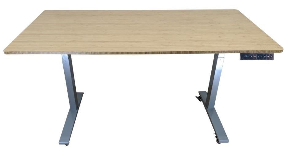 30" Adjustable Brown and Gray Stainless Steel Computer Desk