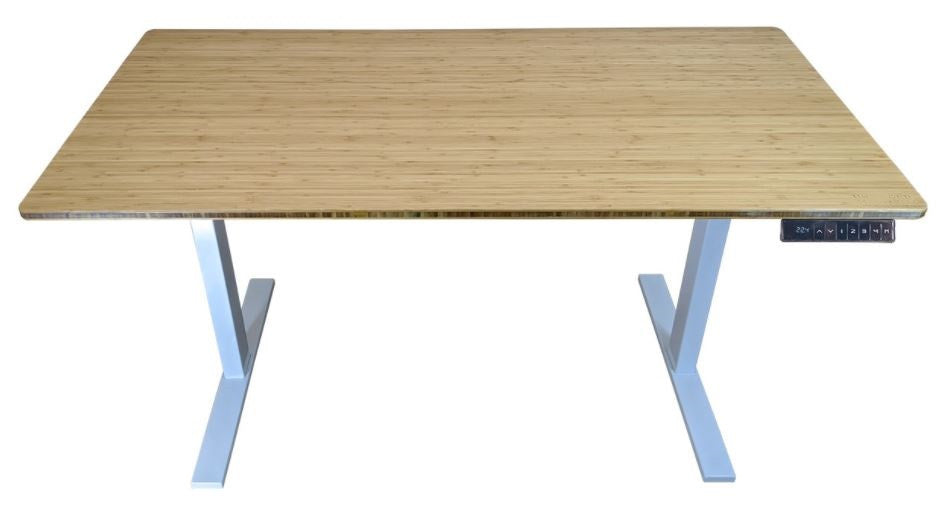 30" Adjustable Brown and White Stainless Steel Computer Desk