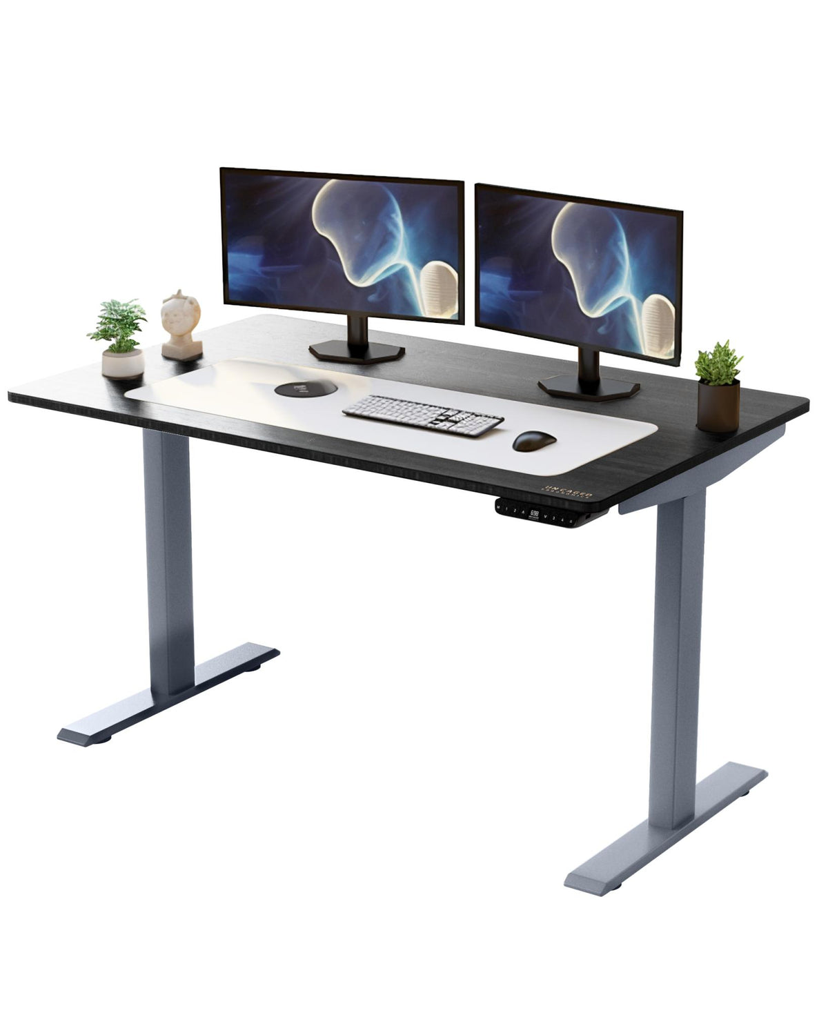 Adjustable Black and Gray Stainless Steel Rolling Computer Desk