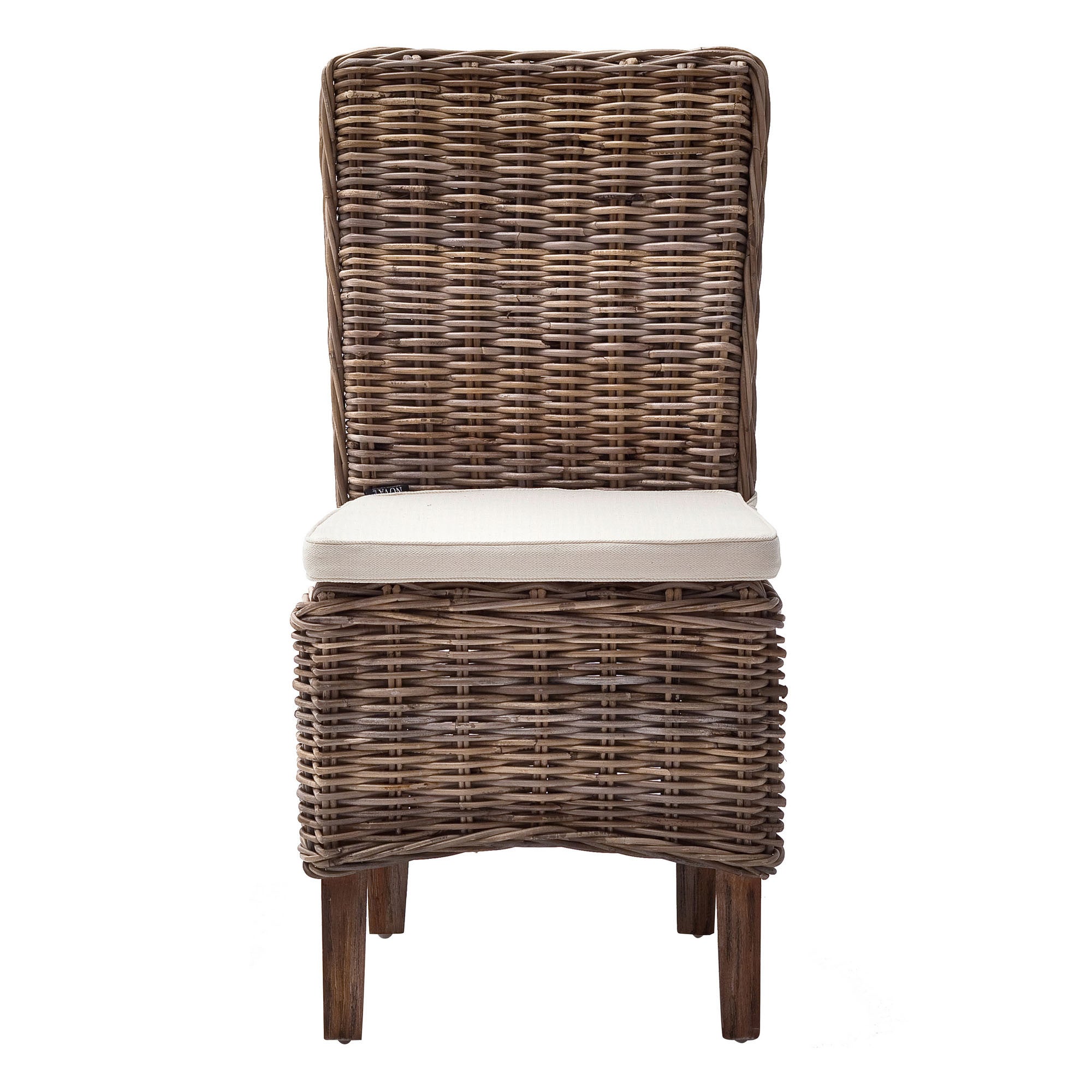 Set of Two Cream and Brown Dining Parsons Chairs
