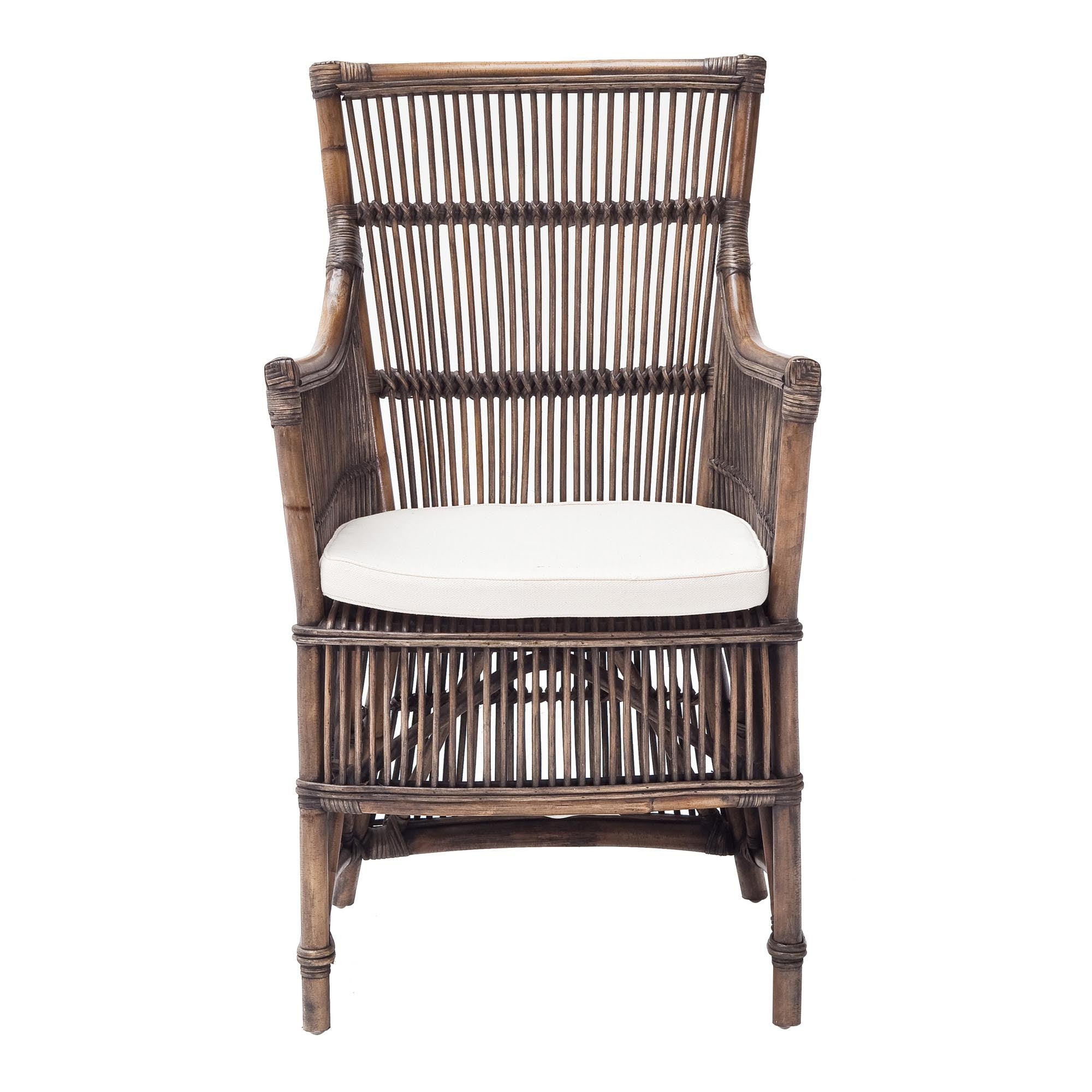 Set of Two Cream Rattan Outdoor Arm Chairs