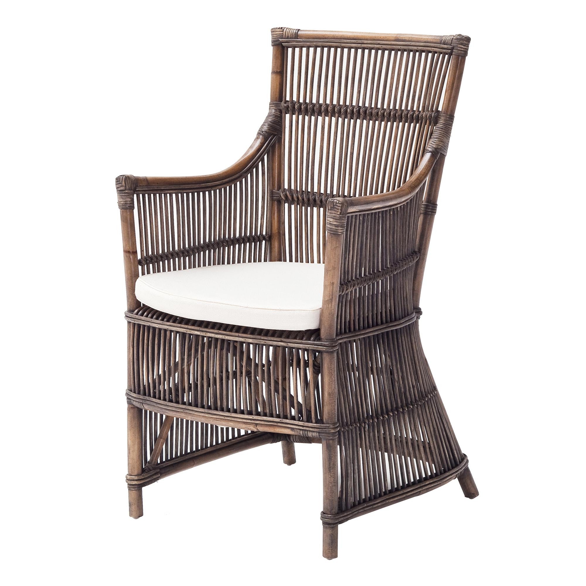 Set of Two Cream Rattan Outdoor Arm Chairs