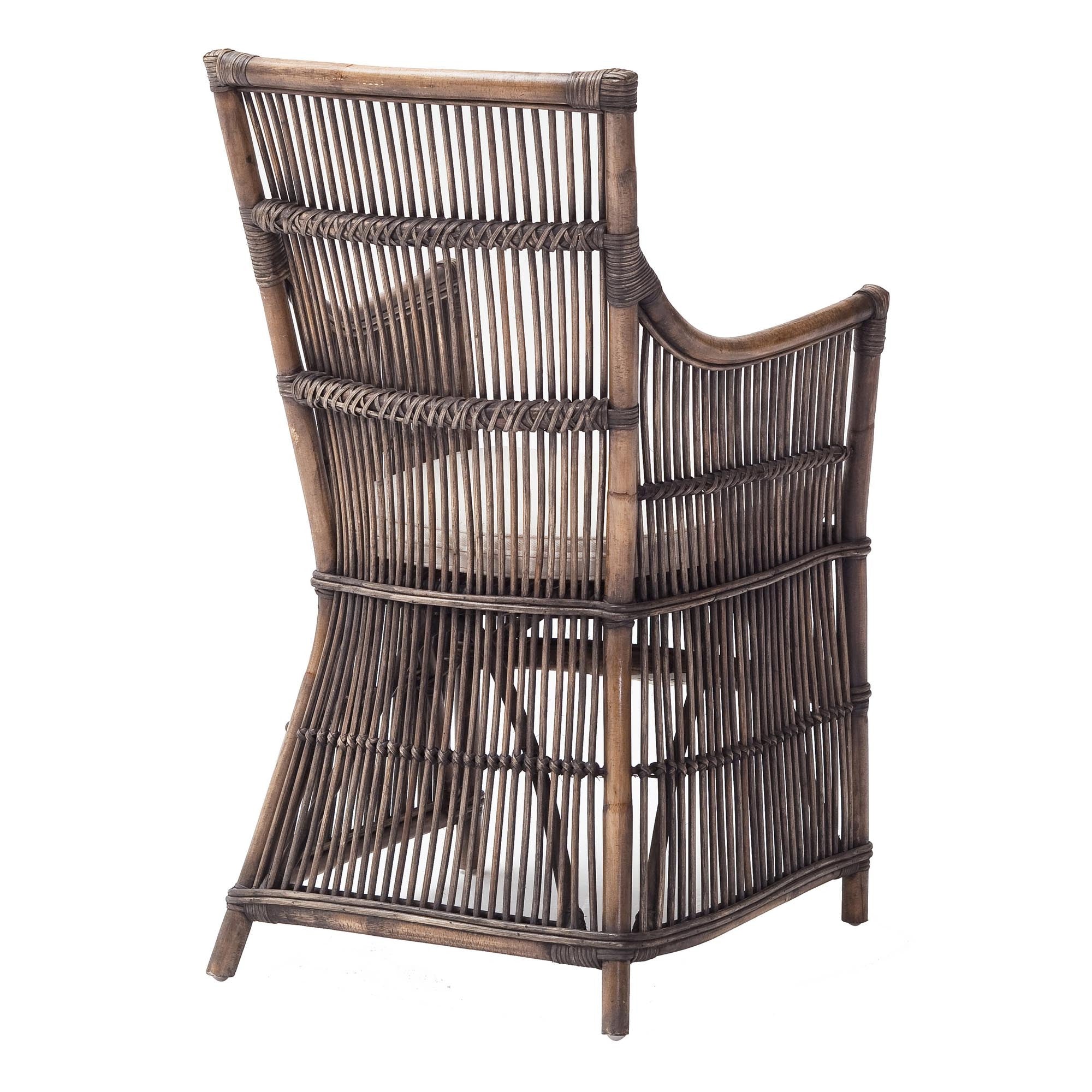 Set of Two Cream Rattan Outdoor Arm Chairs