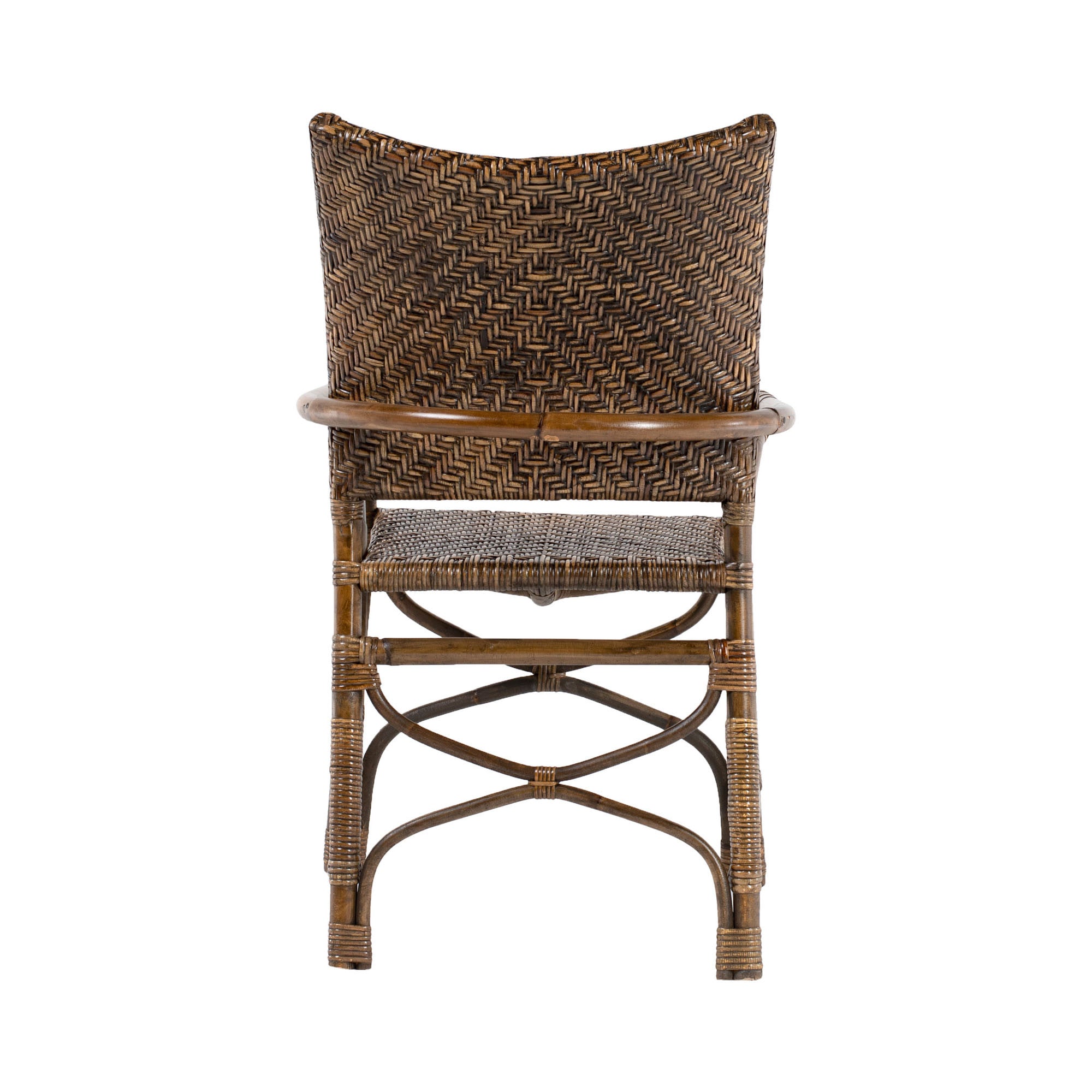 Set of Two Brown Open Back Dining Arm Chairs
