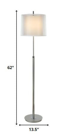 62" Floor Lamp With White Fabric Empire Shade