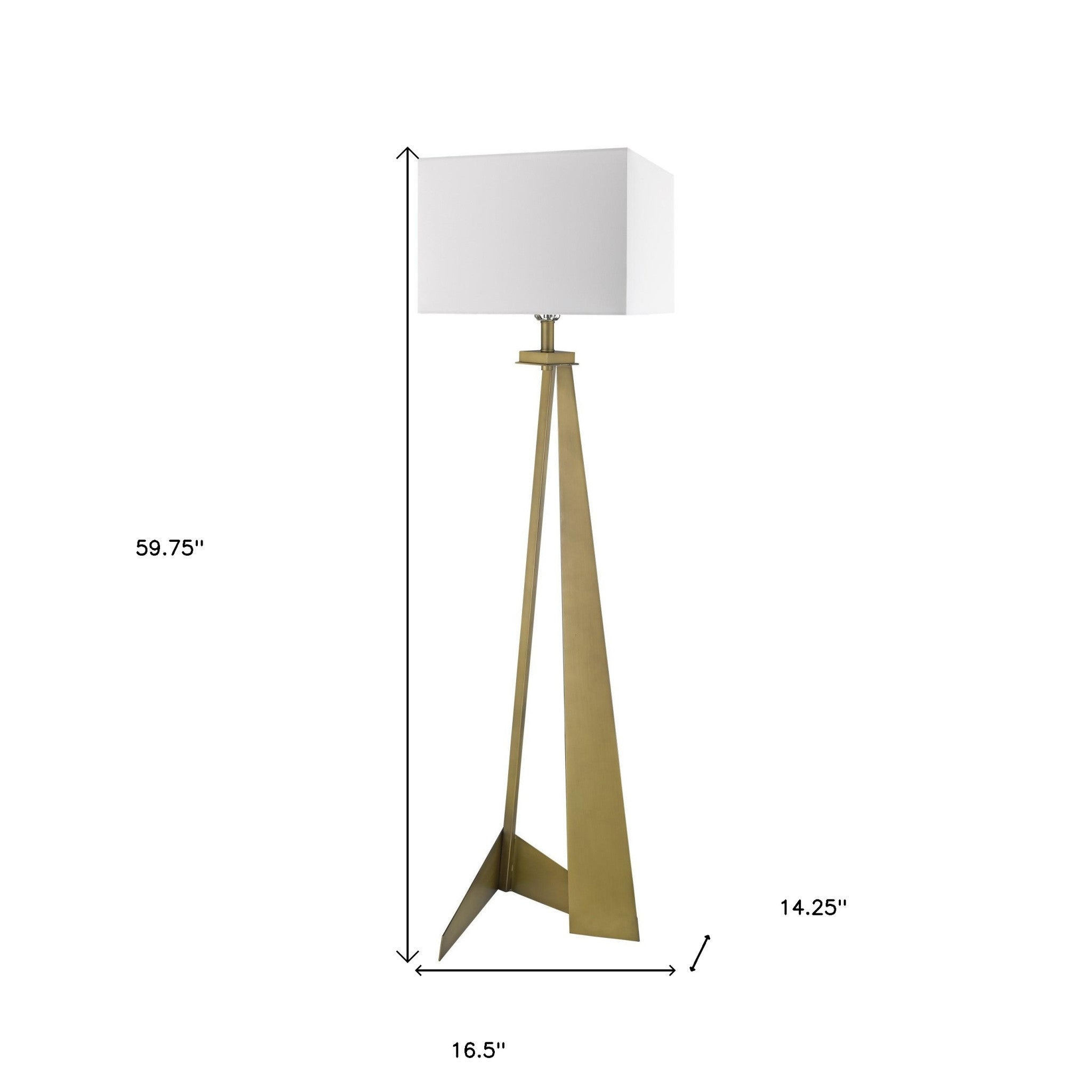 60" Floor Lamp With White Fabric Novelty Shade