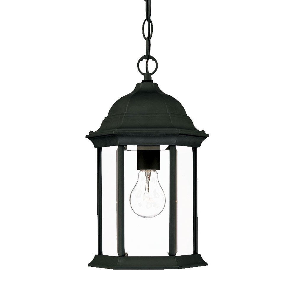Matte Black Glass Lantern Hanging Light