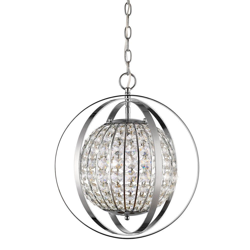 Silver Crystal Dimmable Ceiling Light With Silver Shades