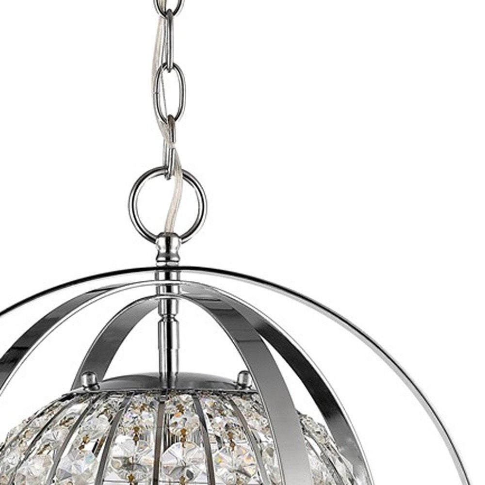 Silver Crystal Dimmable Ceiling Light With Silver Shades