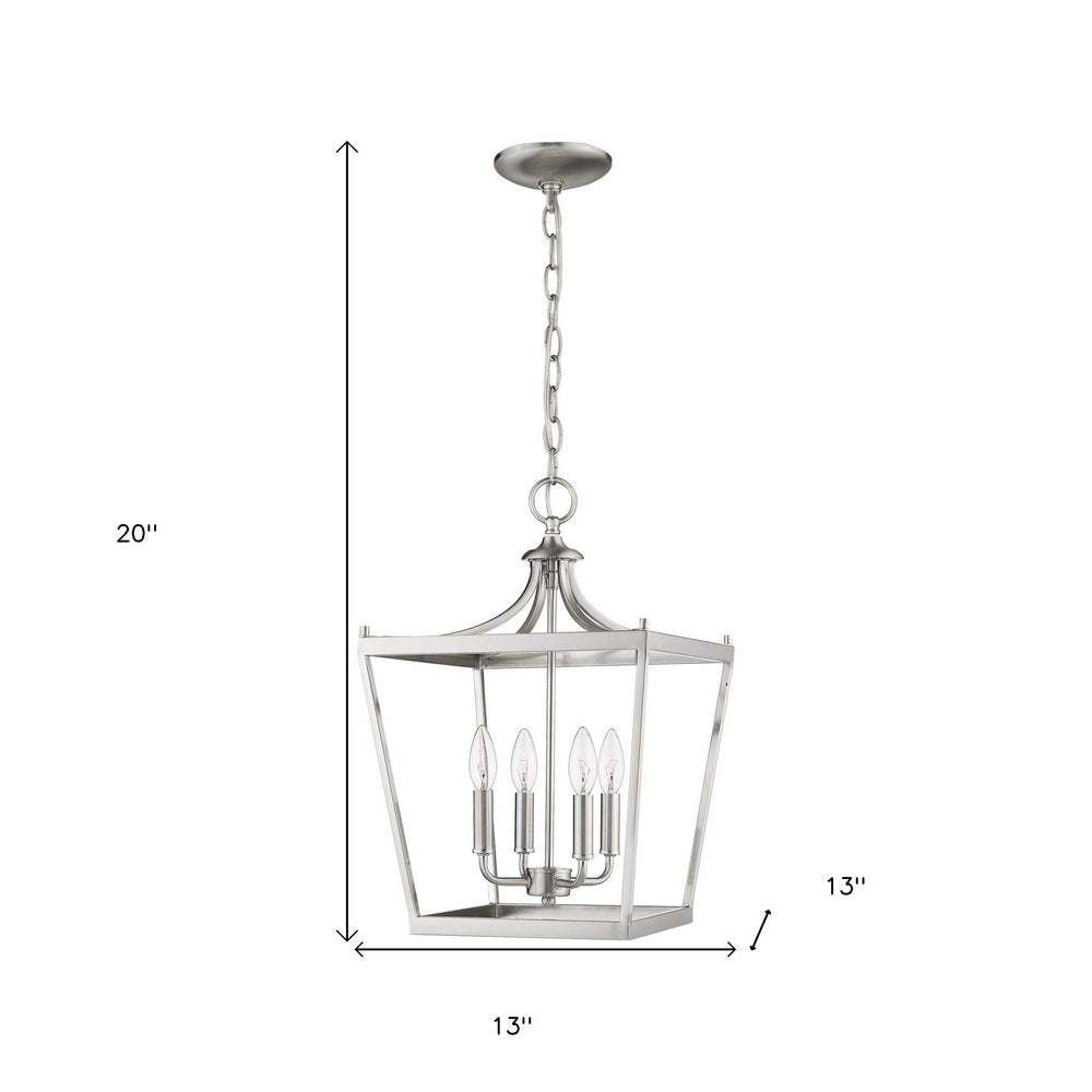Silver Metal Four Light Dimmable Ceiling Light