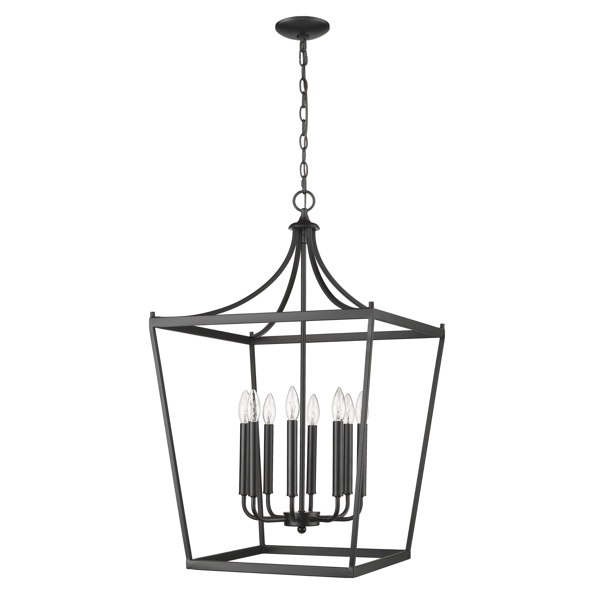 Black Metal Eight Light Dimmable Ceiling Light