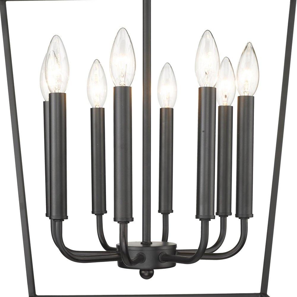 Black Metal Eight Light Dimmable Ceiling Light