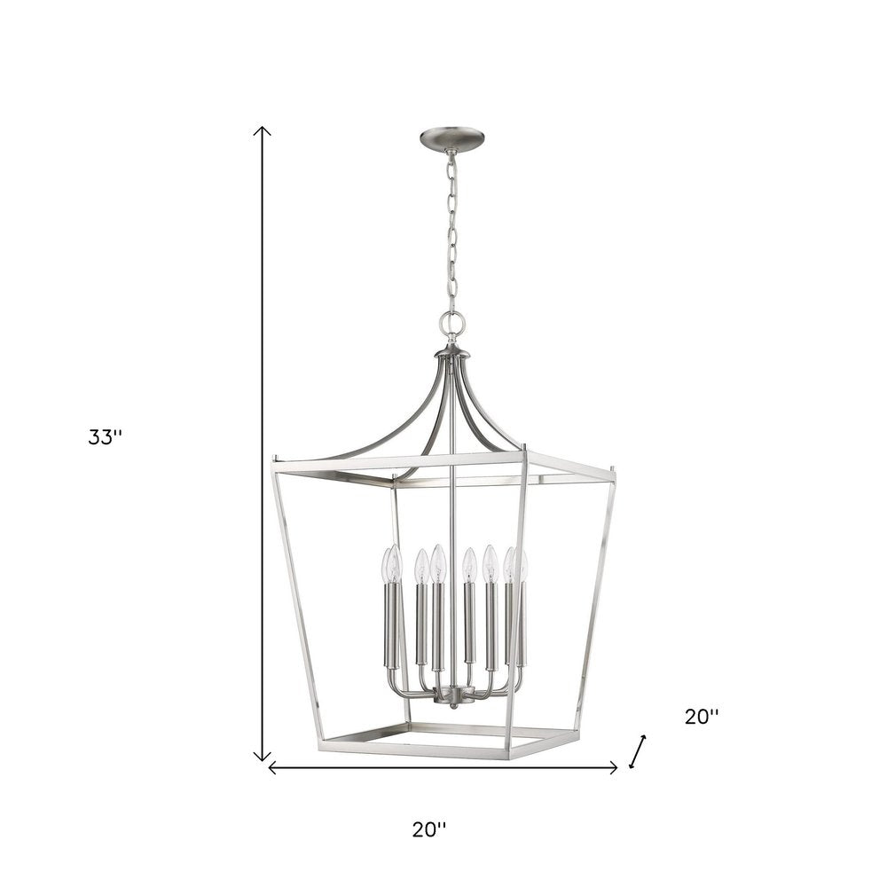 Silver Metal Eight Light Dimmable Ceiling Light