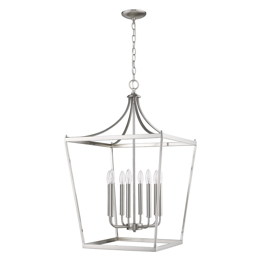 Silver Metal Eight Light Dimmable Ceiling Light
