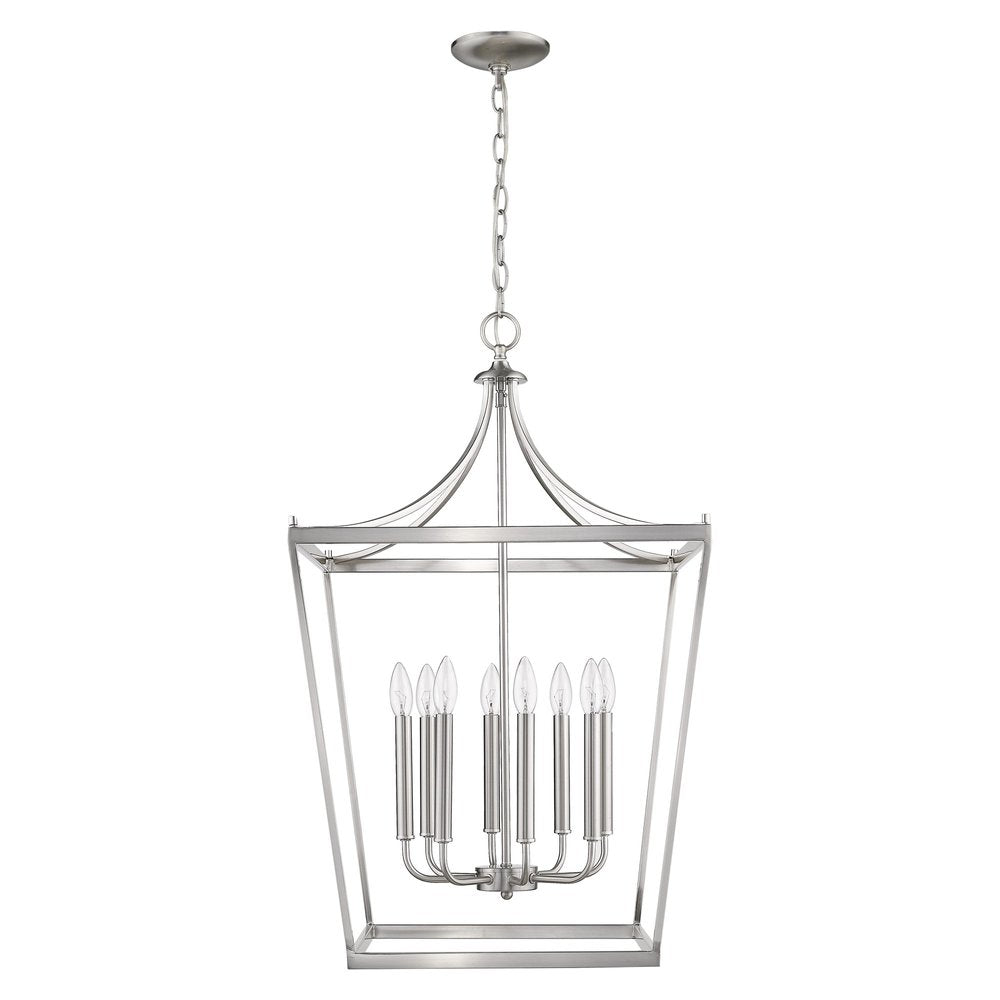 Silver Metal Eight Light Dimmable Ceiling Light