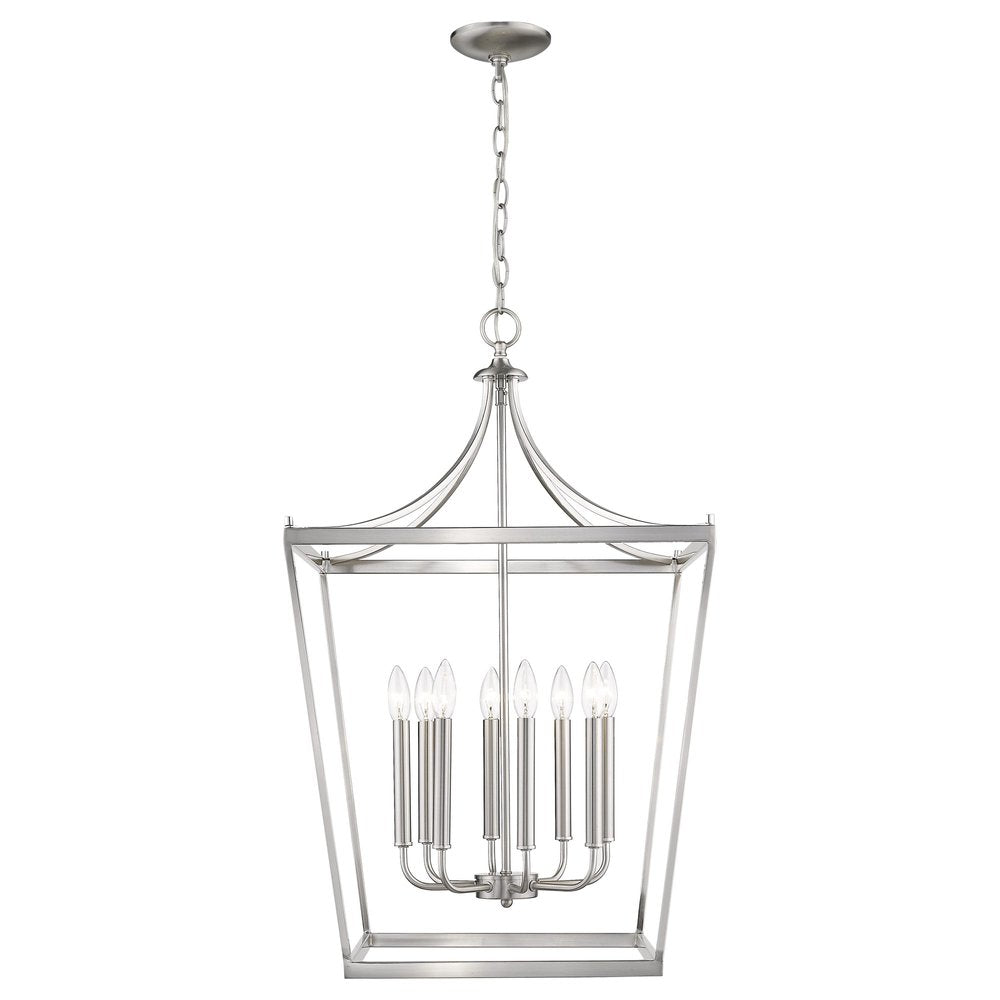 Silver Metal Eight Light Dimmable Ceiling Light