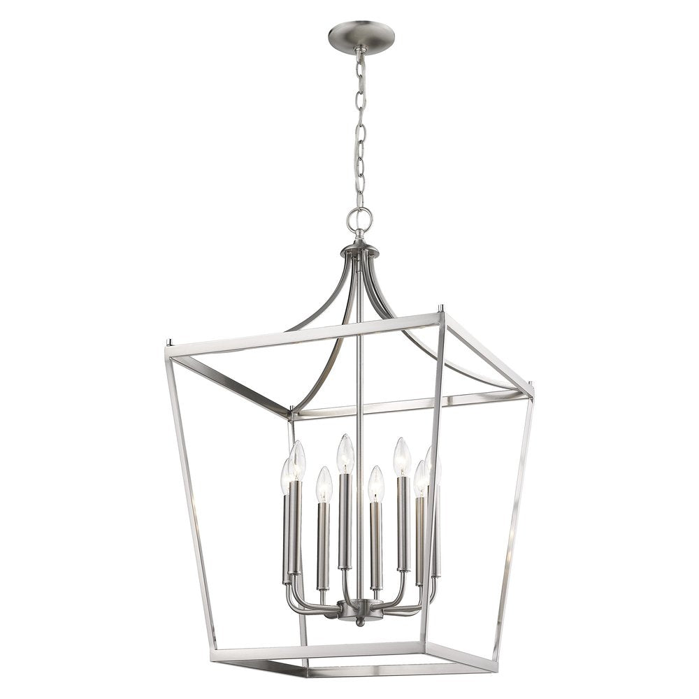 Silver Metal Eight Light Dimmable Ceiling Light