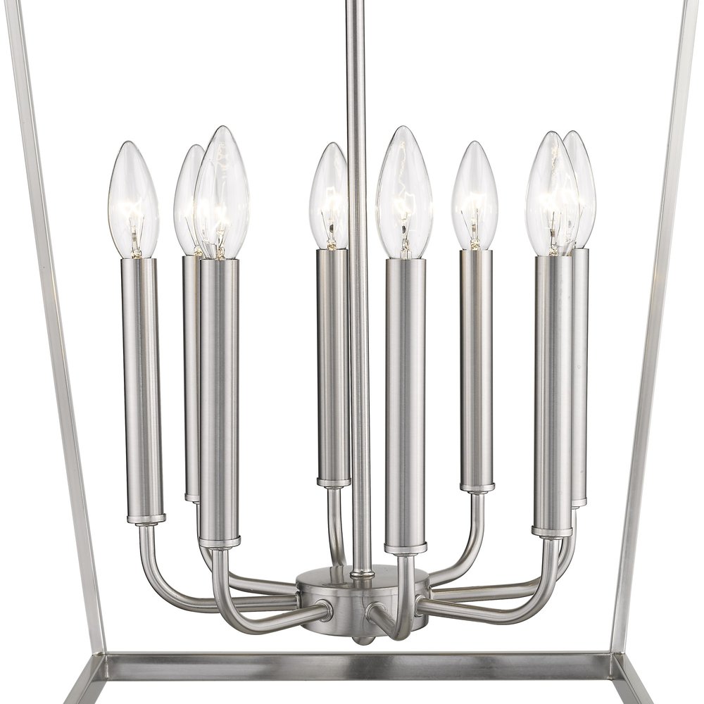 Silver Metal Eight Light Dimmable Ceiling Light