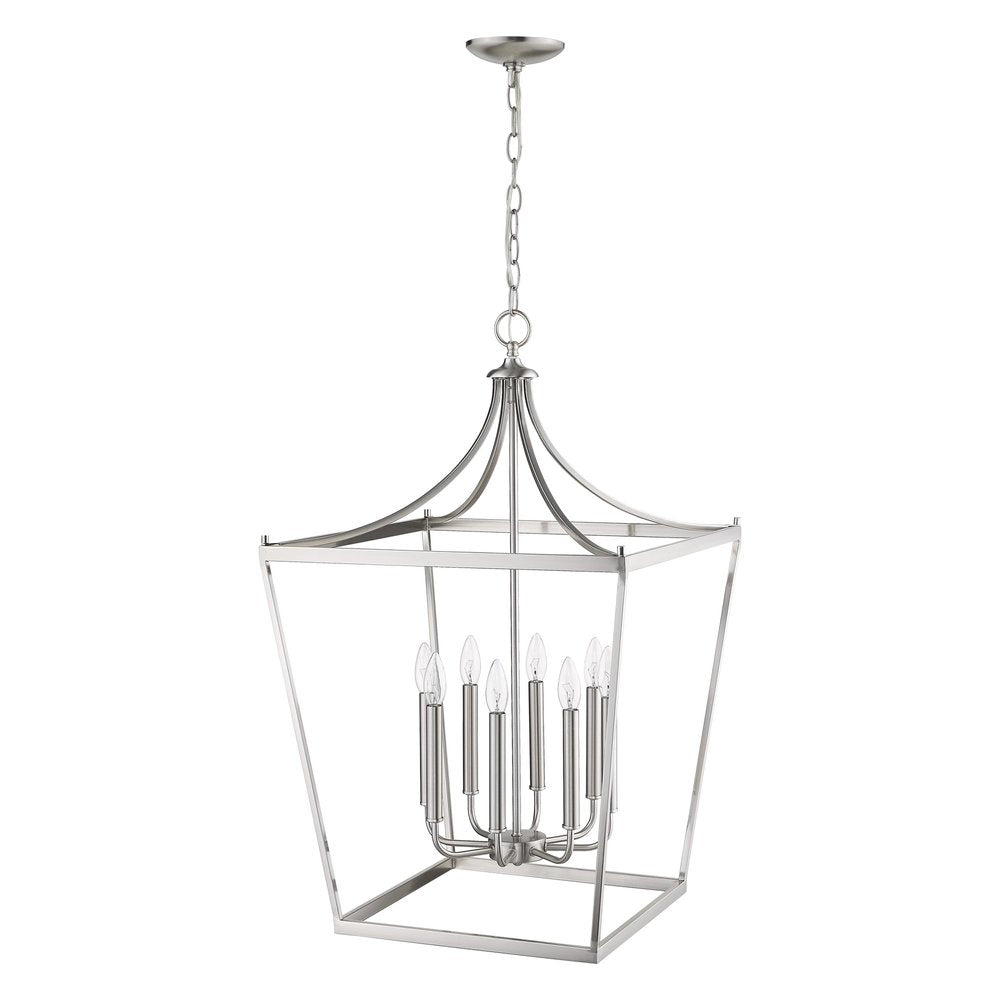 Silver Metal Eight Light Dimmable Ceiling Light