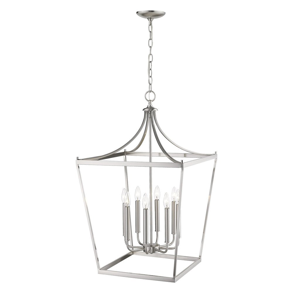 Silver Metal Eight Light Dimmable Ceiling Light