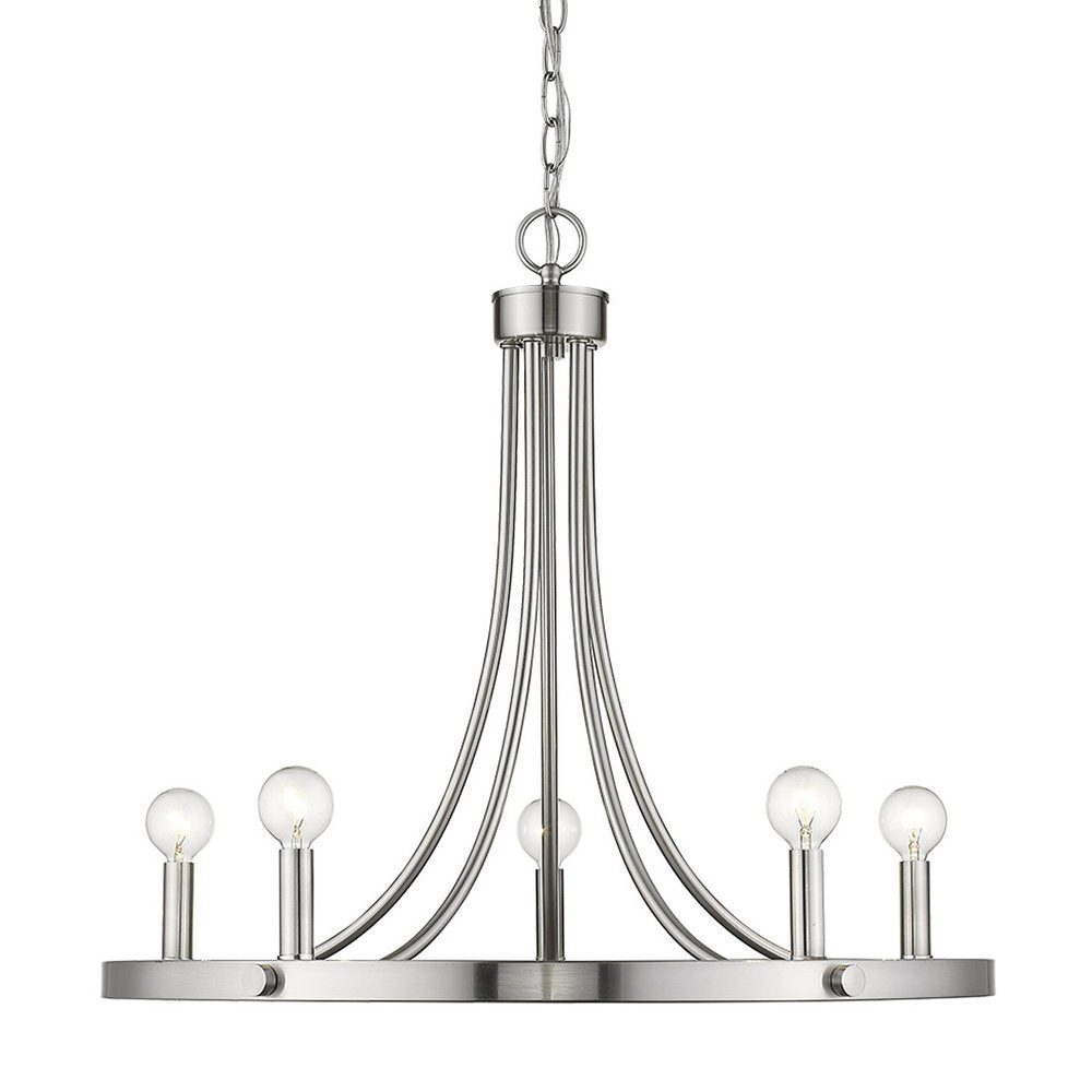 Silver Candle Style Five Light Metal Dimmable Chandelier