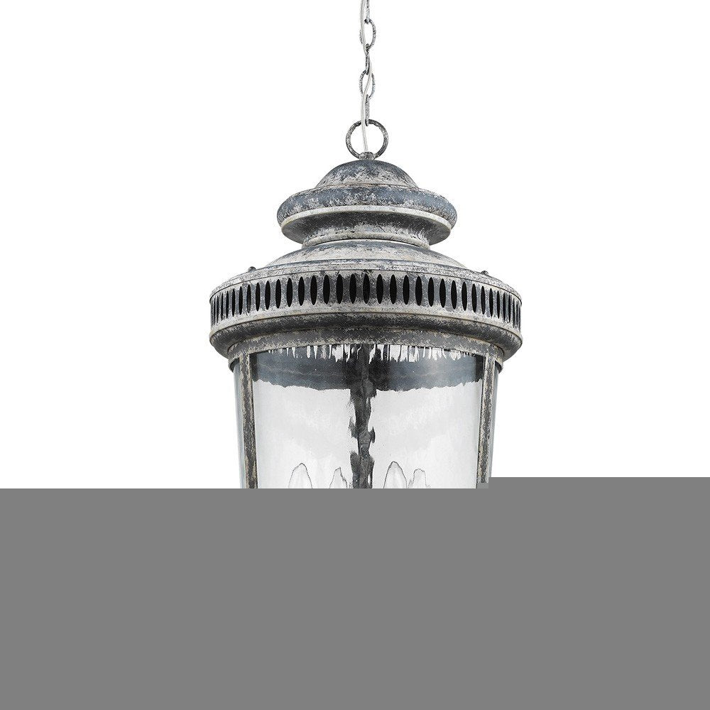 Kingston 4-Light Antique Lead Foyer Pendant With Curved Water Glass Panes