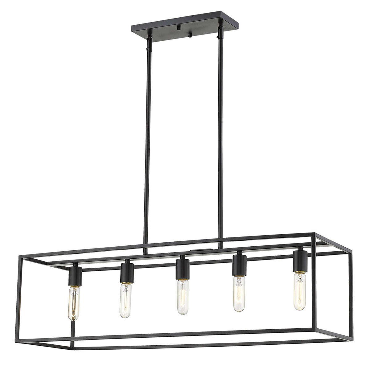 Black Metal Five Light Dimmable Ceiling Light