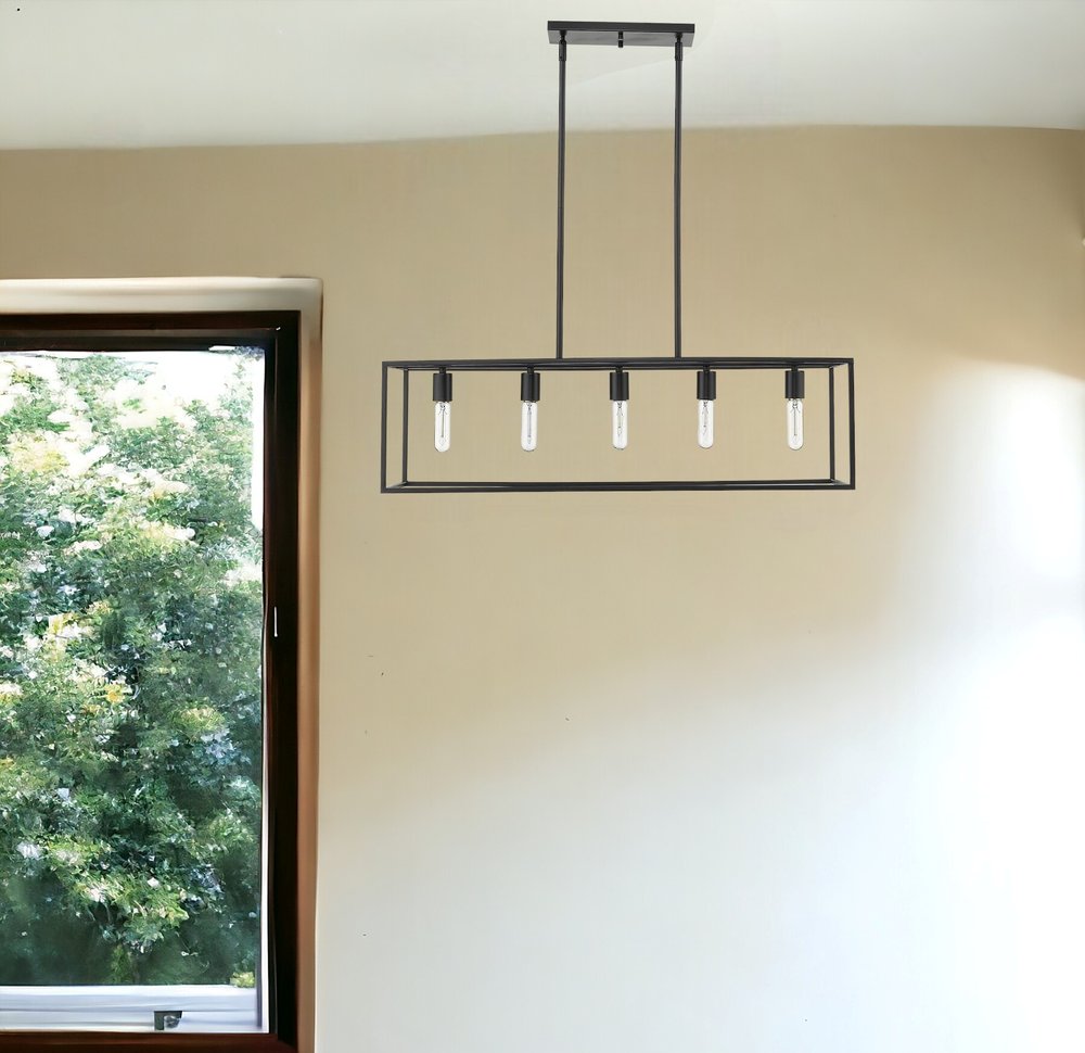 Black Metal Five Light Dimmable Ceiling Light