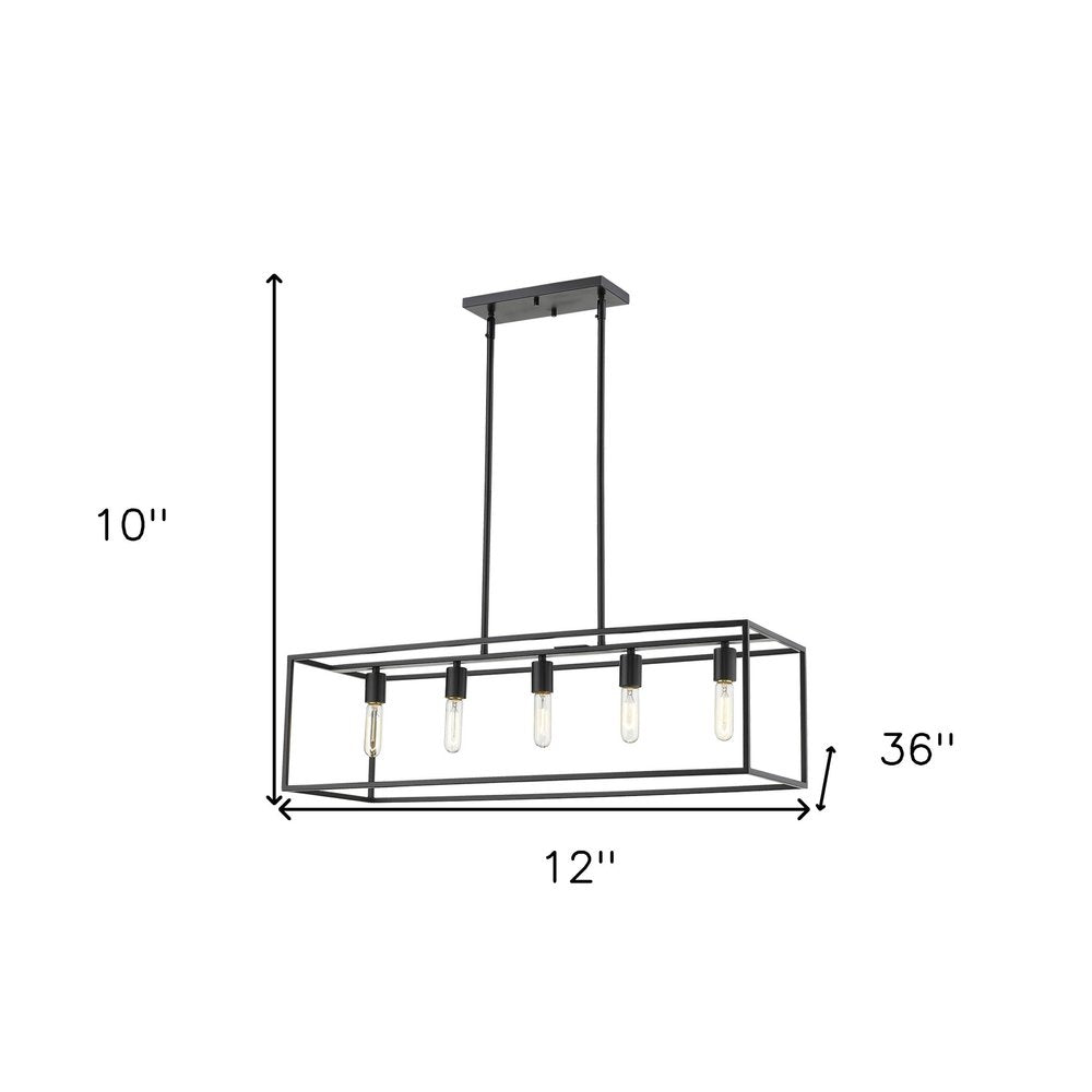 Black Metal Five Light Dimmable Ceiling Light