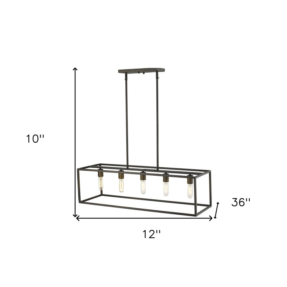 Black Metal Five Light Dimmable Ceiling Light