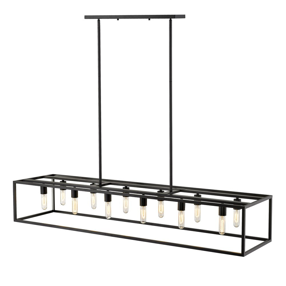 Black Metal Twelve Light Dimmable Ceiling Light