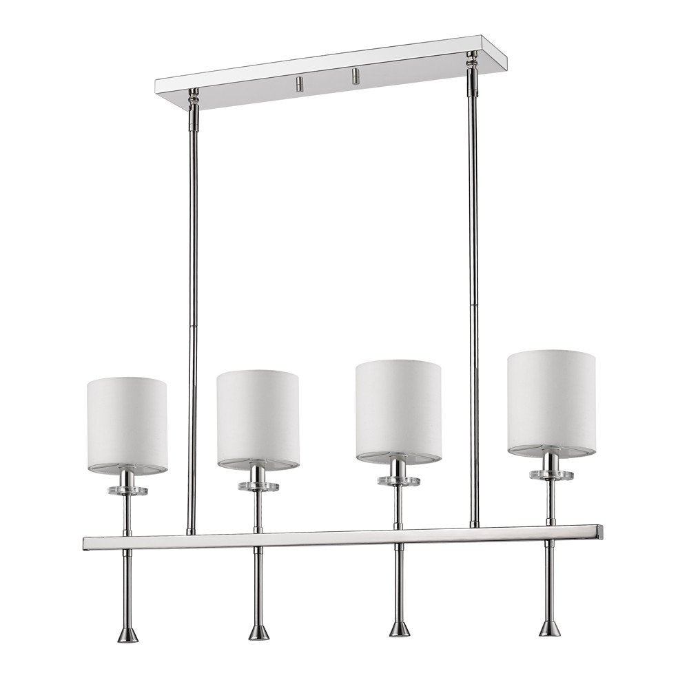 White Metal Four Light Dimmable Ceiling Light With White Shades