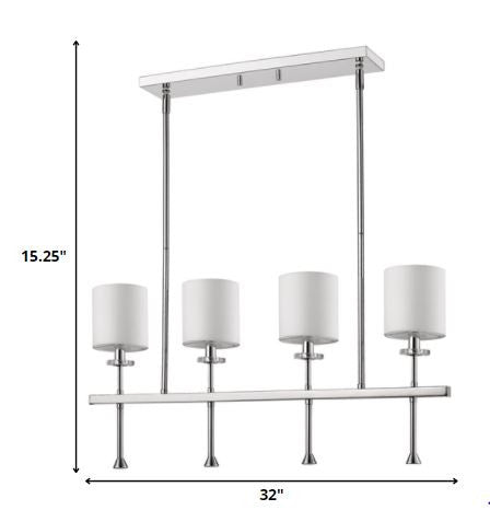 White Metal Four Light Dimmable Ceiling Light With White Shades