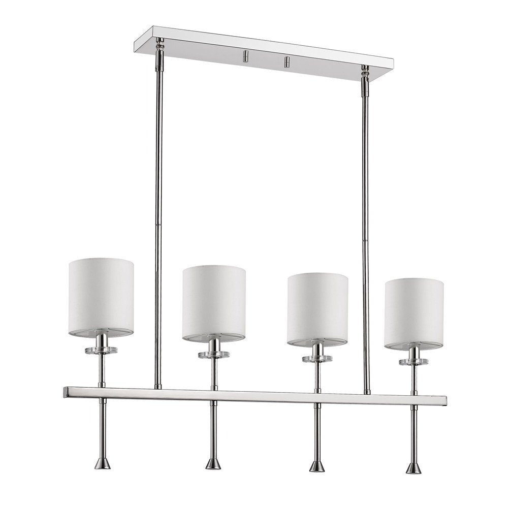 White Metal Four Light Dimmable Ceiling Light With White Shades