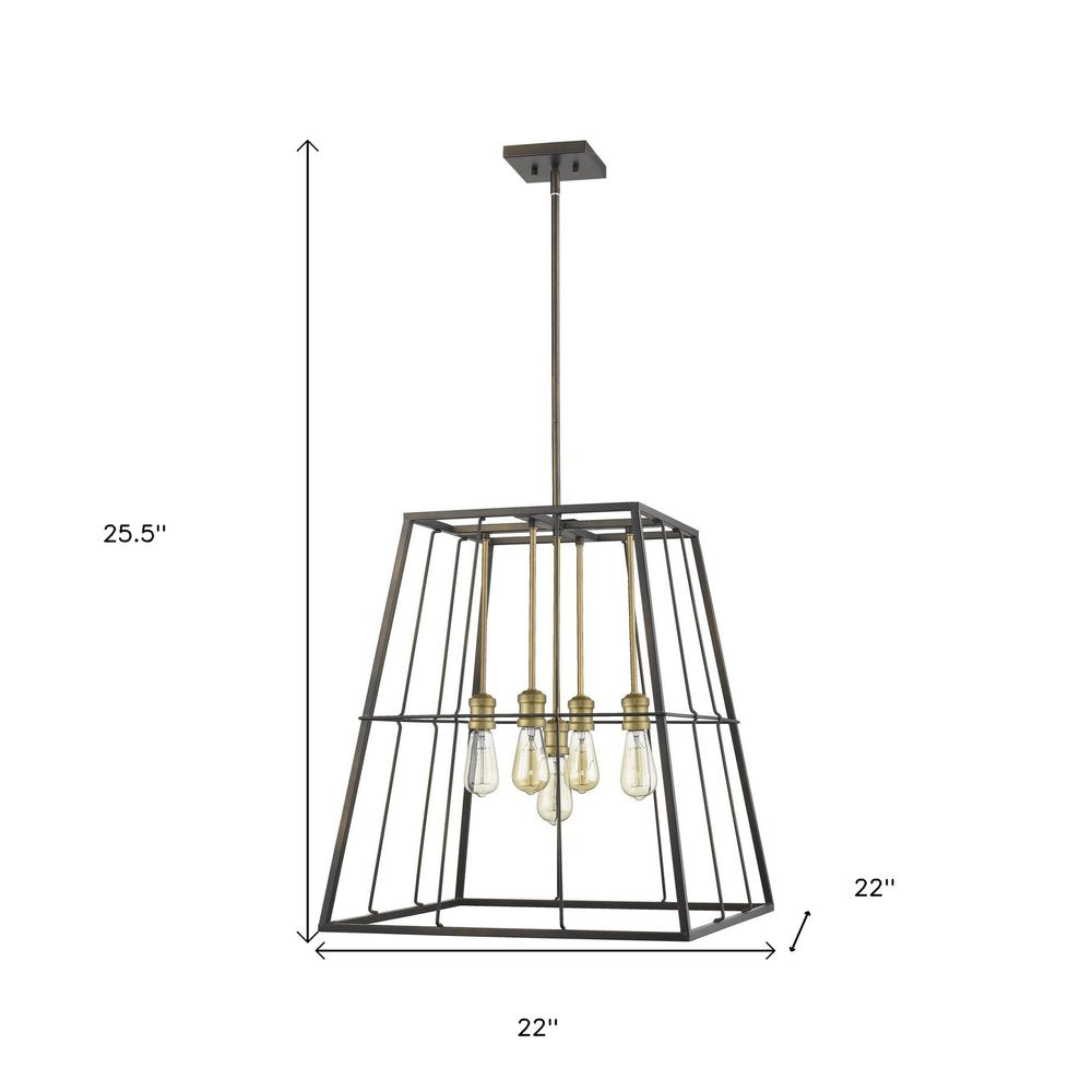 Bronze Metal Five Light Dimmable Ceiling Light