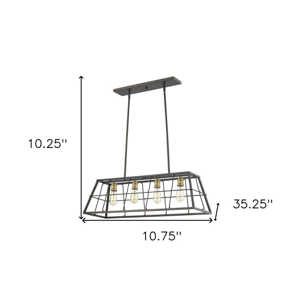 Bronze Metal Four Light Dimmable Ceiling Light