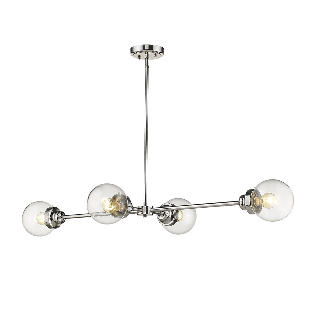 Silver Metal Four Light Dimmable Ceiling Light With Clear Shades
