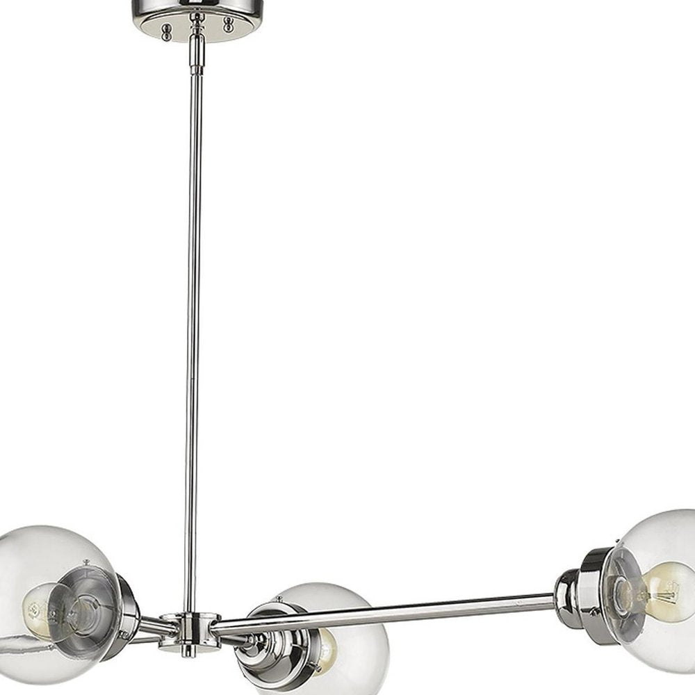 Silver Metal Four Light Dimmable Ceiling Light With Clear Shades