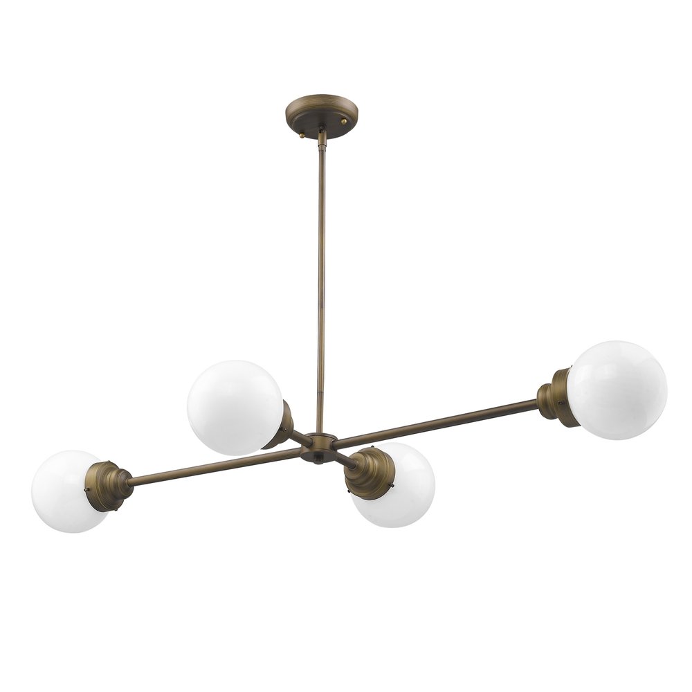 Bronze Metal Four Light Dimmable Ceiling Light With Off White Shades