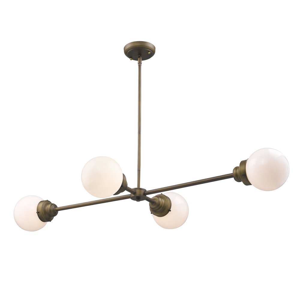 Bronze Metal Four Light Dimmable Ceiling Light With Off White Shades