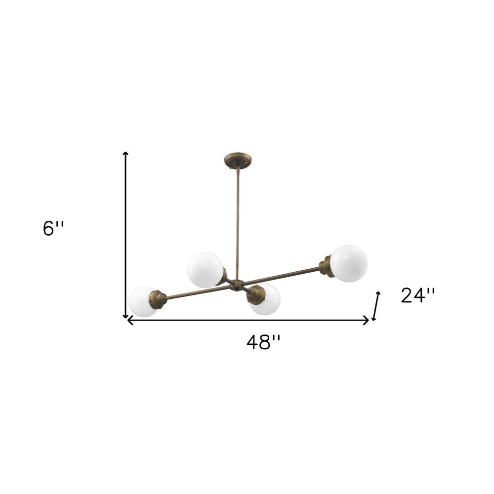 Bronze Metal Four Light Dimmable Ceiling Light With Off White Shades