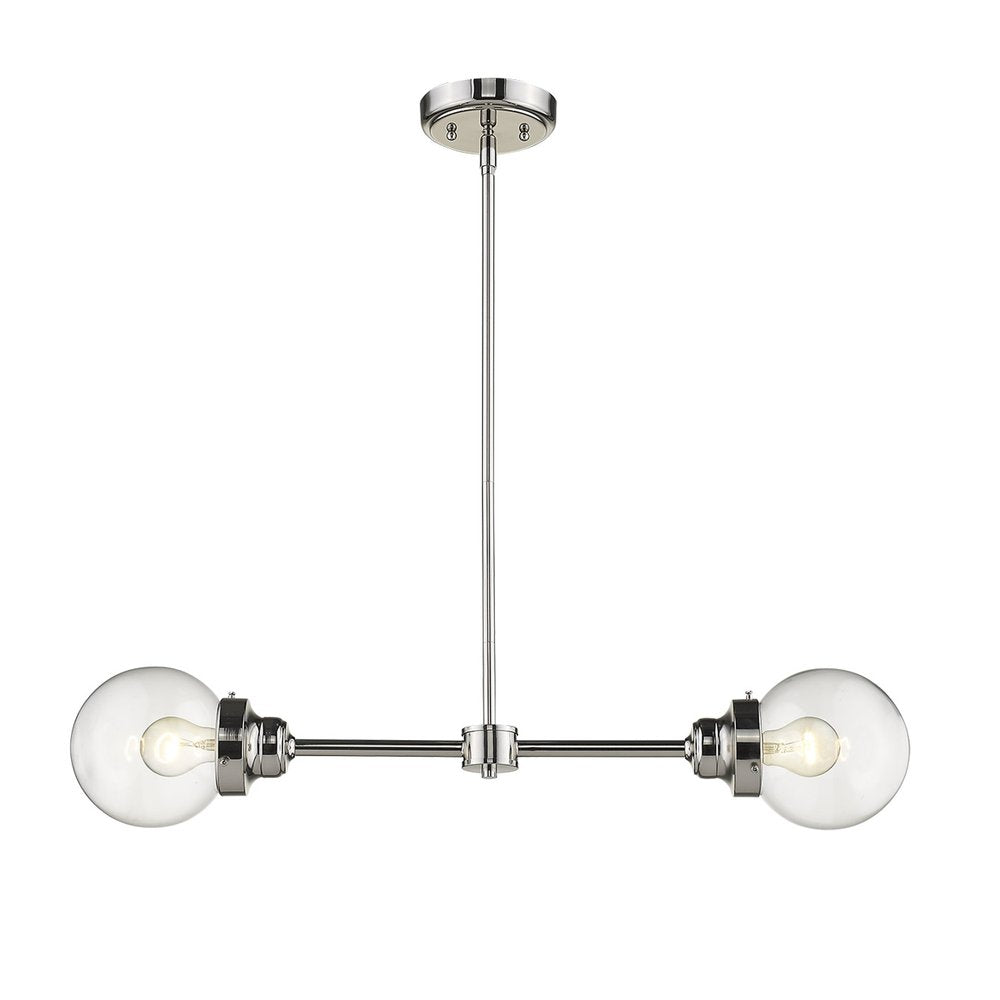 Silver Metal Two Light Dimmable Ceiling Light With Clear Shades