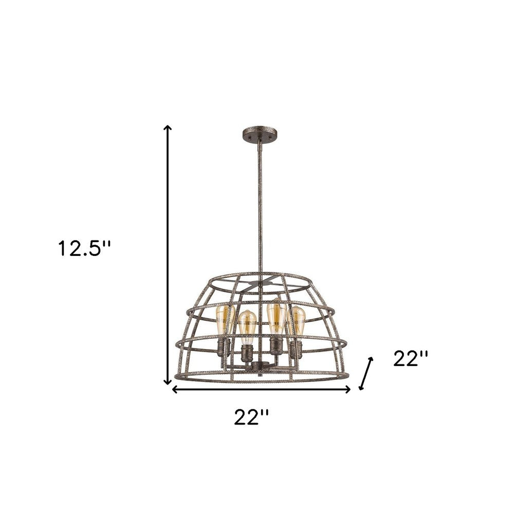 Brown Metal Four Light Dimmable Ceiling Light With Gold Shades