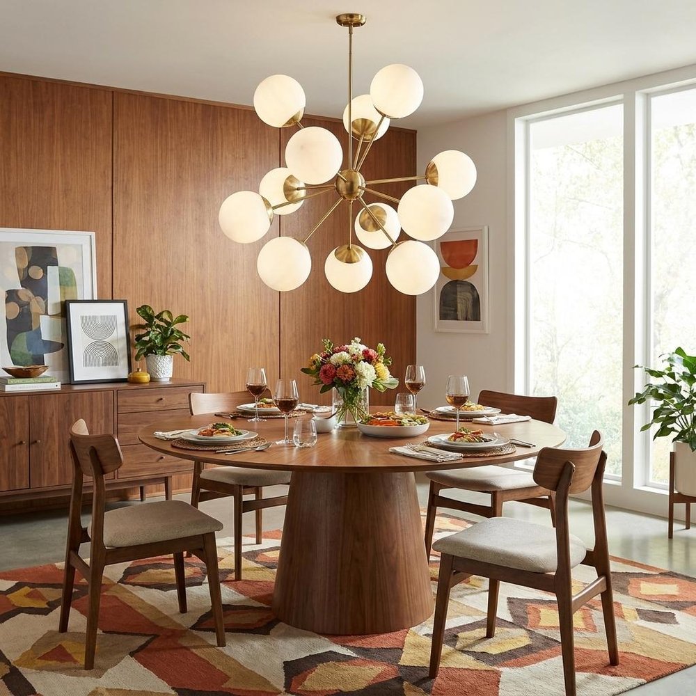 Brass Sputnik Twelve Light Frosted Metal Dimmable Chandelier With White Shades