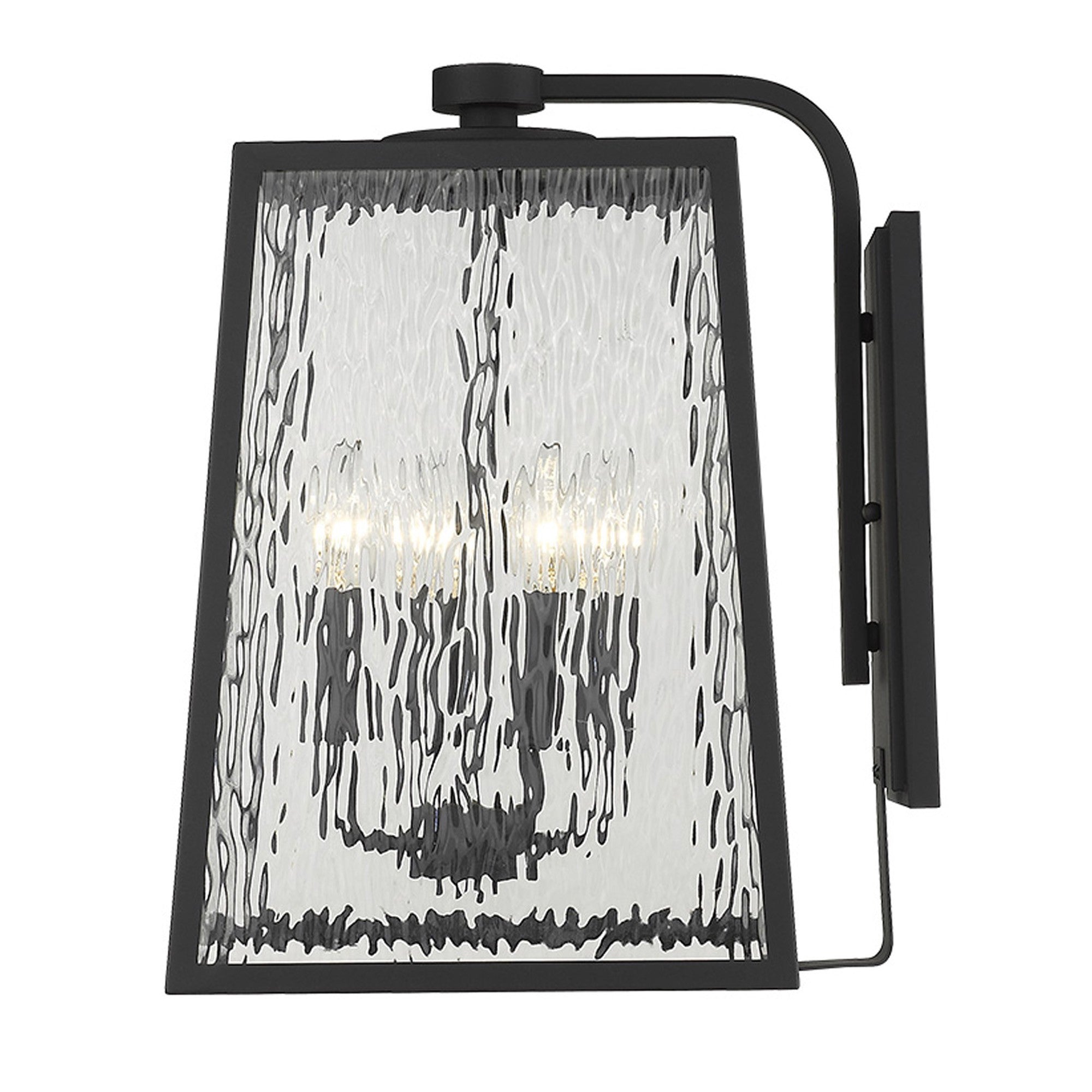 Black And Clear Four Light Seeded Dimmable Outdoor Hanging Lights With Black And Clear Shades