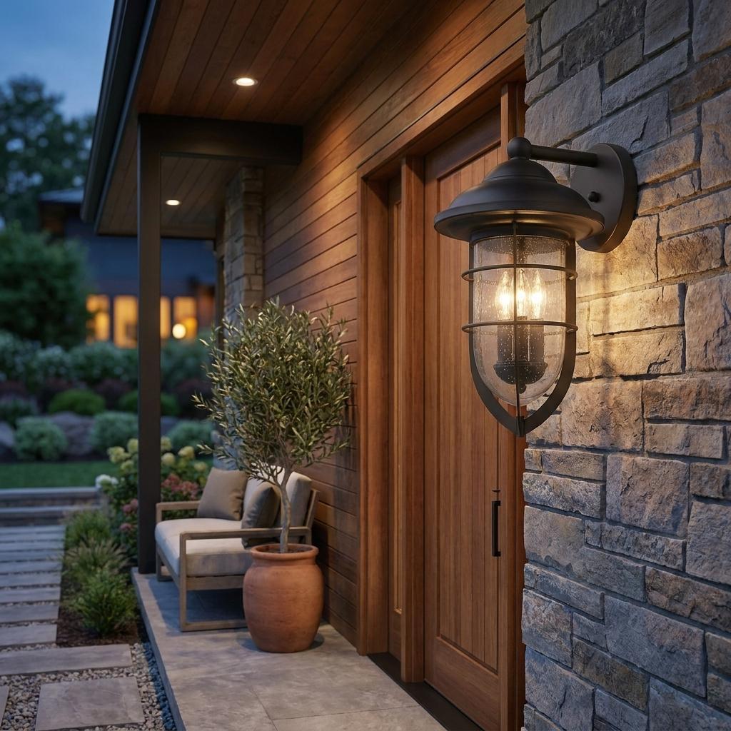 Black And Clear Three Light Seeded Dimmable Outdoor Hanging Lights With Black And Clear Shades