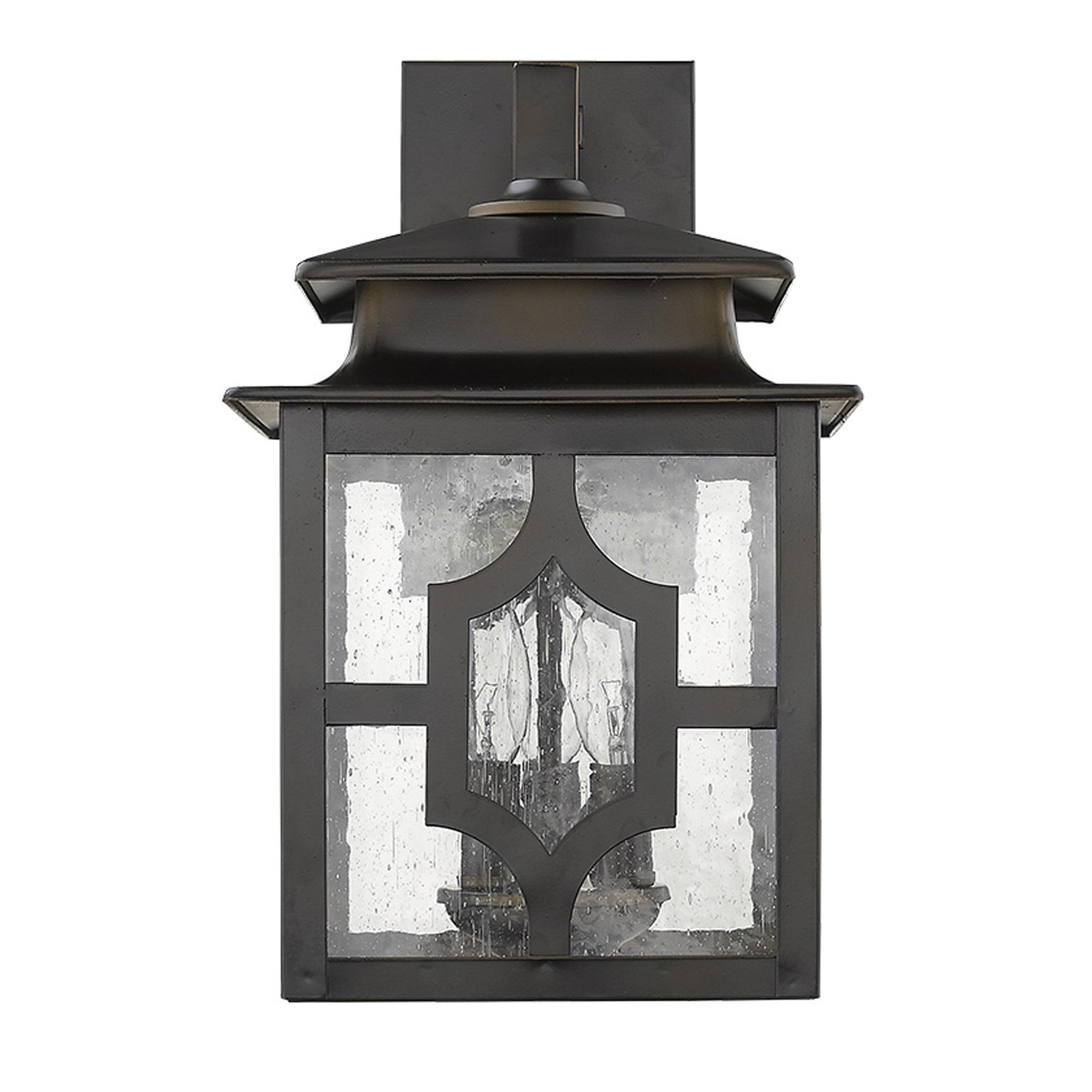 Black And Clear Three Light Seeded Dimmable Outdoor Hanging Lights With Black And Clear Shades