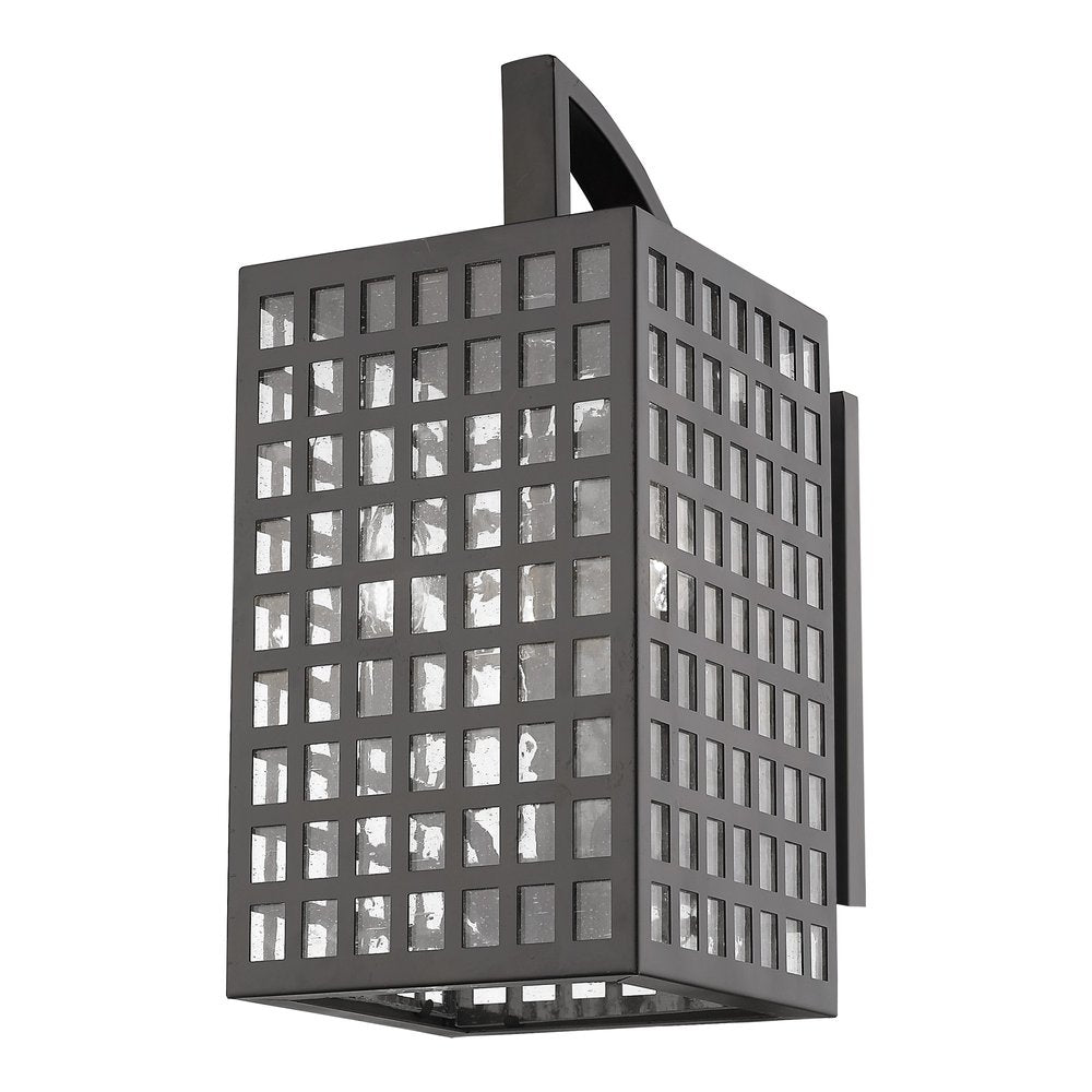 Black And Clear Three Light Seeded Dimmable Outdoor Hanging Lights With Bronze Shades