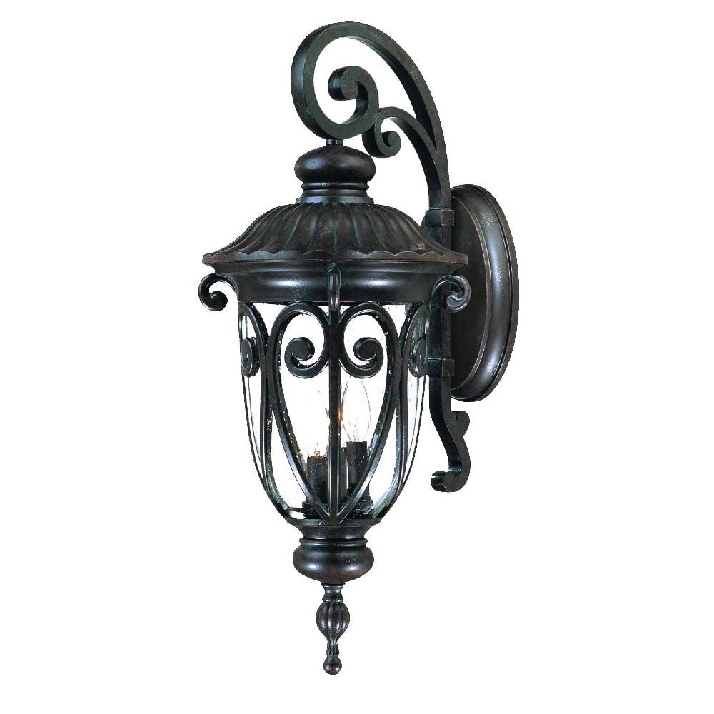 Black And Clear Three Light Seeded Dimmable Outdoor Hanging Lights With Black And Clear Shades